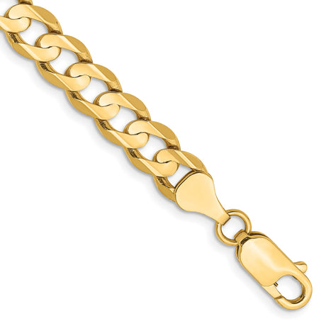 10K Yellow Gold 6.75 mm Curb Chain Anklet, Polished