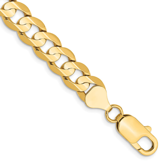 10K Yellow Gold 7.5 mm Curb Chain Anklet, Polished