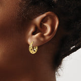 10k Yellow Gold Hoop Earrings with Openwork Filigree Swirl Design, Lightweight Vintage Style