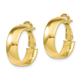 10k Yellow Gold Hoop Earrings, Polished Round Design with Hinged Snap Closure