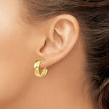 10k Yellow Gold Hoop Earrings, Polished Round Design with Hinged Snap Closure