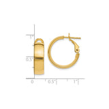 10k Yellow Gold Hoop Earrings, Polished Round Design with Hinged Snap Closure