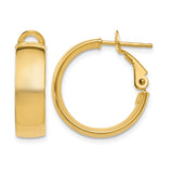10k Yellow Gold Hoop Earrings, Polished Round Design with Hinged Snap Closure