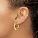 10k Yellow Gold Hoop Earrings, Smooth Polished Round Hoops with Hinged Closure, Lightweight Style