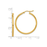 10k Yellow Gold Hoop Earrings, Classic Round Lightweight Polished Design for Women
