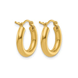 10k Yellow Gold Hoop Earrings, Smooth Polished Finish, Latch Back Closure, Lightweight Design