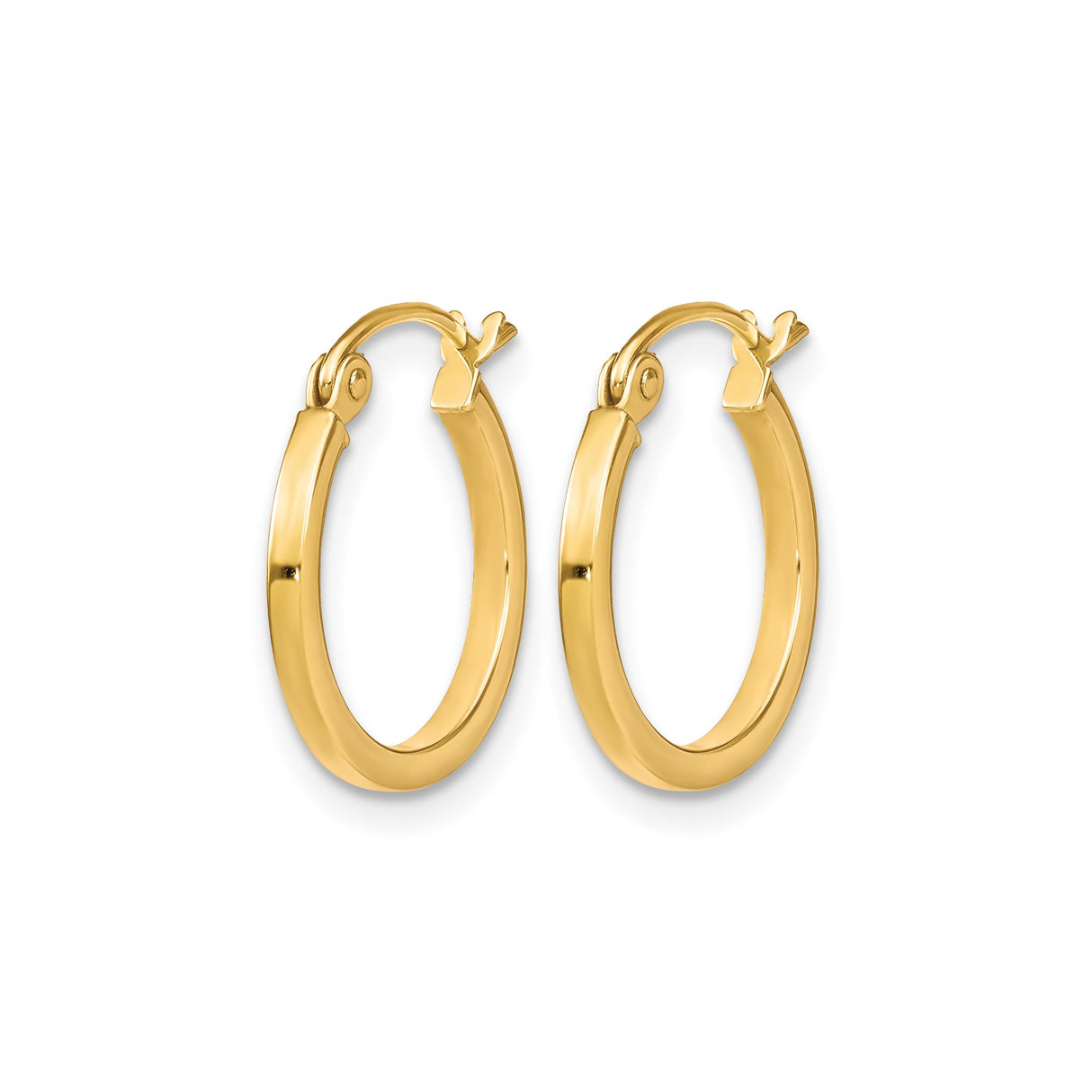 10k Yellow Gold Hoop Earrings, Polished Finish, Lightweight Classic Style for Women