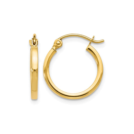 10k Yellow Gold Hoop Earrings, Polished Finish, Lightweight Classic Style for Women