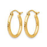 10k Yellow Gold Hoop Earrings, Classic Round Hammered Texture, Lightweight Modern Style