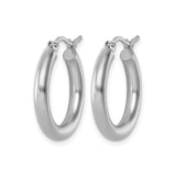 10k White Gold Hoop Earrings, Classic Polished Round Design, Lightweight Everyday Style for Women