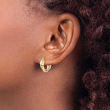 10k Two-Tone Gold Hoop Earrings with Polished Yellow and White Gold Crossover Design