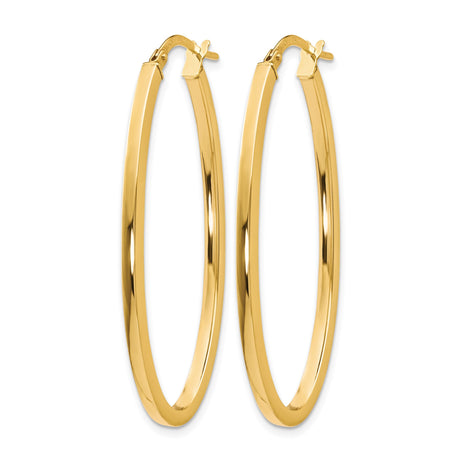 10k Yellow Gold Oval Hoop Earrings, Polished Finish, Hinged Latch Back, Made in Italy