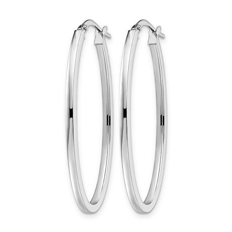 10k White Gold Oval Hoop Earrings, Lightweight Polished Italian Style for Women