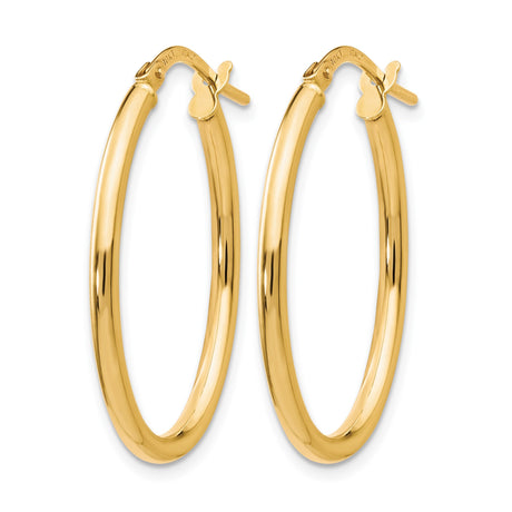 10k Yellow Gold Oval Hoop Earrings, Italian Made Polished Hinged Hoops for Women