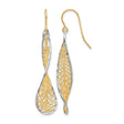10k Two Tone Gold Dangle Earrings with Twisted Teardrop and Filigree Design