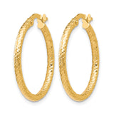 10k Yellow Gold Hoop Earrings with Diamond Cut Braided Design, Textured and Polished Finish