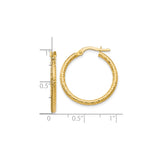 10k Yellow Gold Hoop Earrings with Diamond Cut Braided Design, Textured and Polished Finish