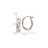 10k Yellow Gold Twisted Hoop Earrings, Two-Tone Interwoven Design, Lightweight for Women
