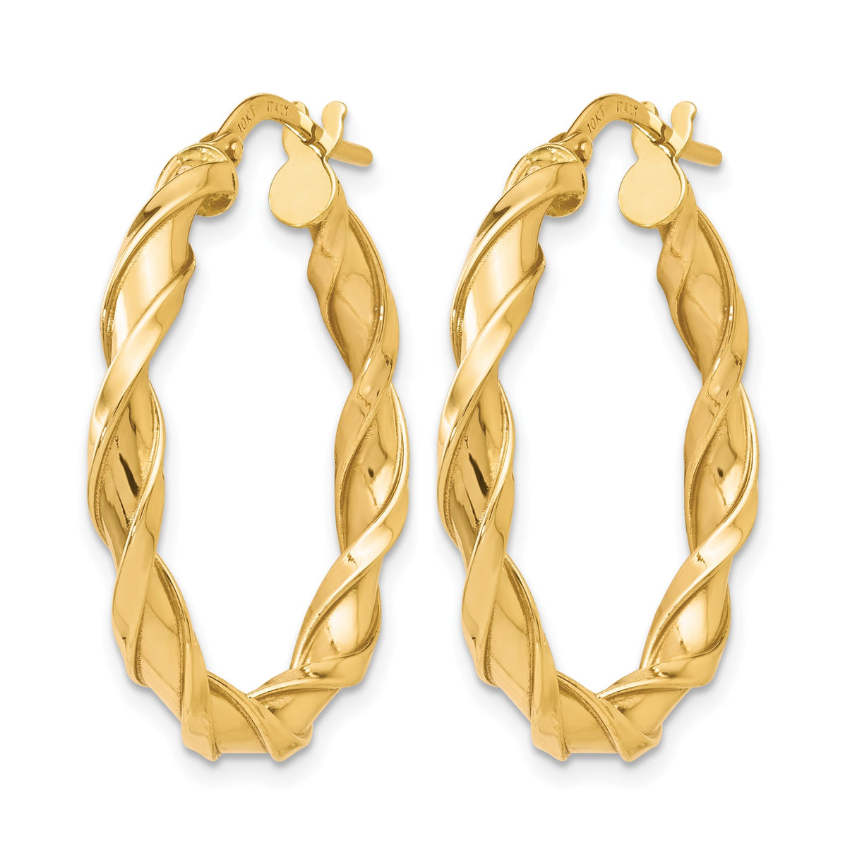 10k Yellow Gold Hoop Earrings, Twisted Rope Design, Handcrafted in Italy for Women