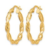 10k Yellow Gold Hoop Earrings, Twisted Rope Design, Handcrafted in Italy for Women