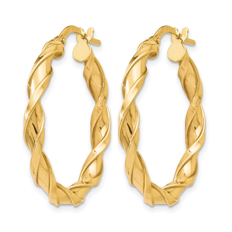 10k Yellow Gold Hoop Earrings, Twisted Rope Design, Handcrafted in Italy for Women