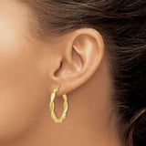 10k Yellow Gold Hoop Earrings, Twisted Rope Design, Handcrafted in Italy for Women