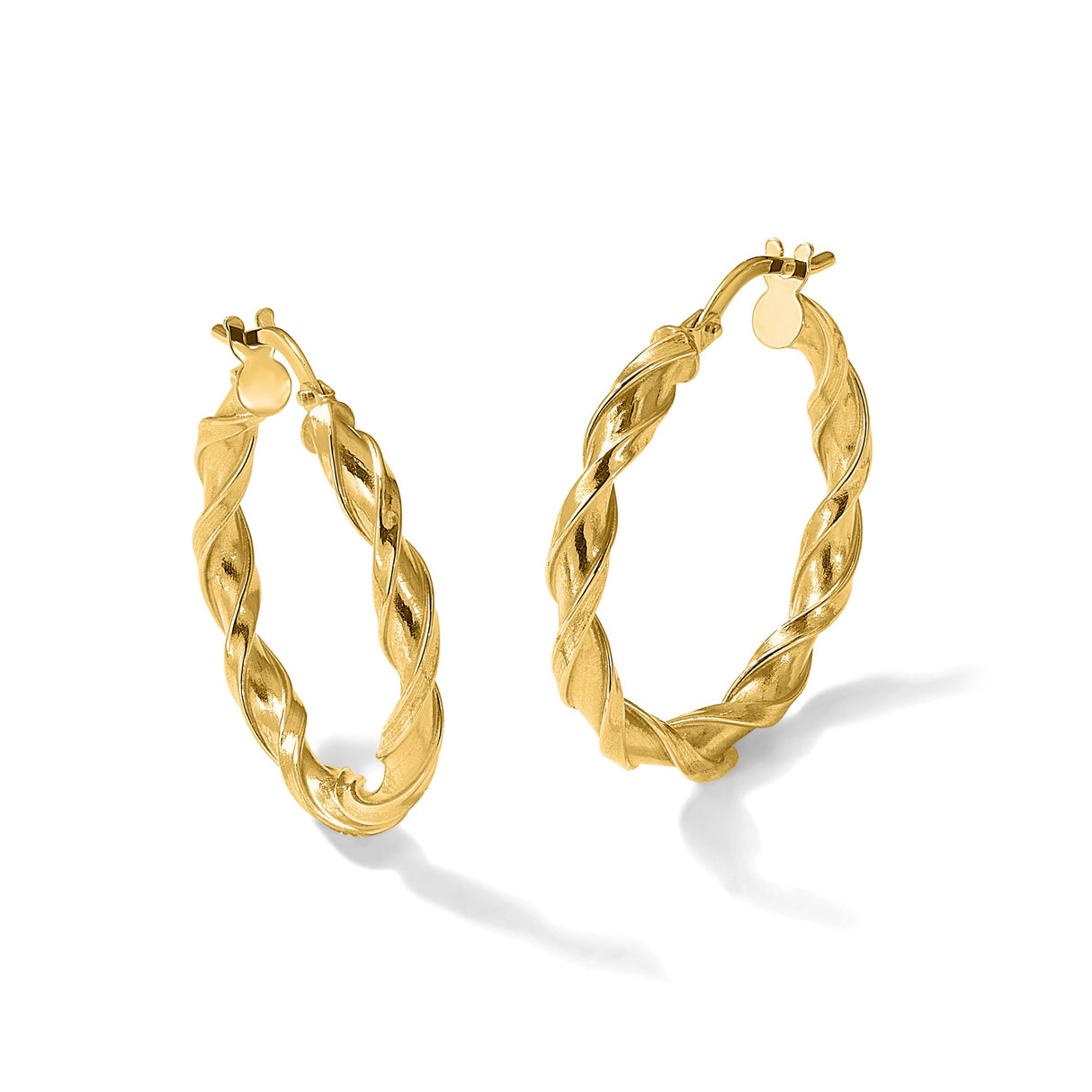 10k Yellow Gold Hoop Earrings, Twisted Rope Design, Handcrafted in Italy for Women