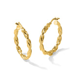 10k Yellow Gold Hoop Earrings, Twisted Rope Design, Handcrafted in Italy for Women
