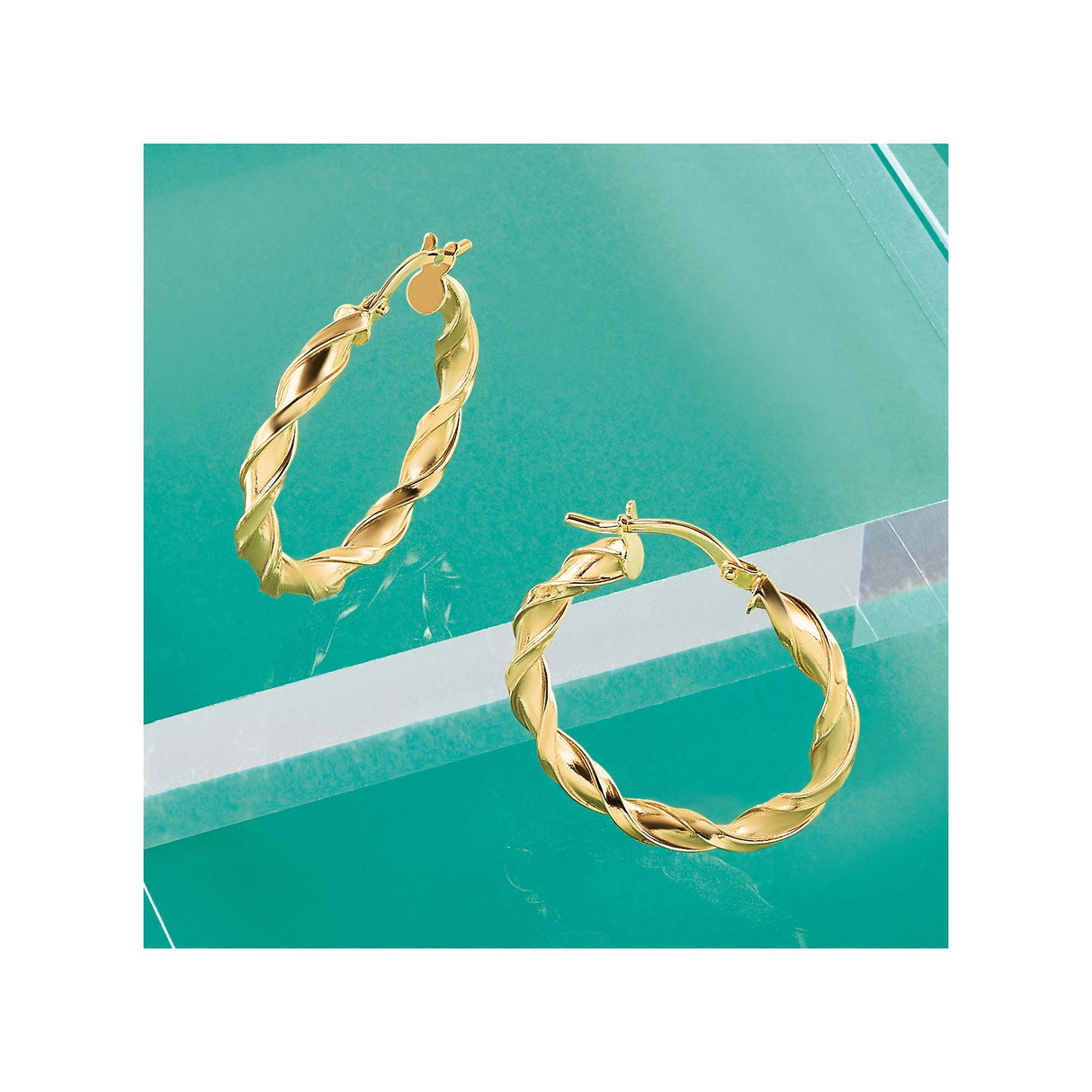 10k Yellow Gold Hoop Earrings, Twisted Rope Design, Handcrafted in Italy for Women