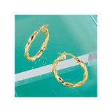 10k Yellow Gold Hoop Earrings, Twisted Rope Design, Handcrafted in Italy for Women