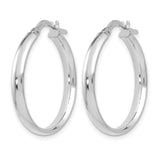 10k White Gold Hoop Earrings, High Polish Finish, Hinged Clasp, Minimalist Italian Design