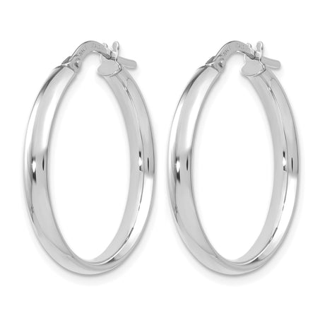 10k White Gold Hoop Earrings, High Polish Finish, Hinged Clasp, Minimalist Italian Design
