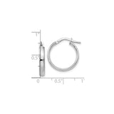 10k White Gold Hoop Earrings, Classic Polished Round Design with Hinged Clasp, Italian Made