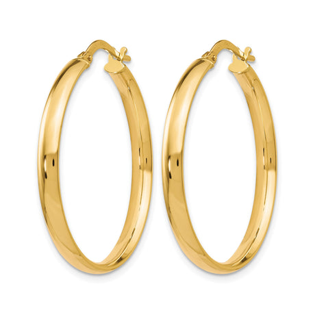 10k Yellow Gold Hoop Earrings, Classic Round Polished Finish, Lightweight Minimalist Design
