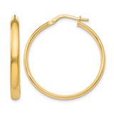 10k Yellow Gold Hoop Earrings, Classic Round Polished Finish, Lightweight Minimalist Design