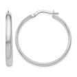 10k White Gold Hoop Earrings, Classic Italian Made Round Hoops with Hinged Closure