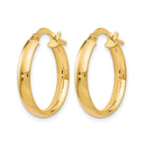 10k Yellow Gold Hoop Earrings, Polished Round Italian Design, Lightweight Classic Style for Women