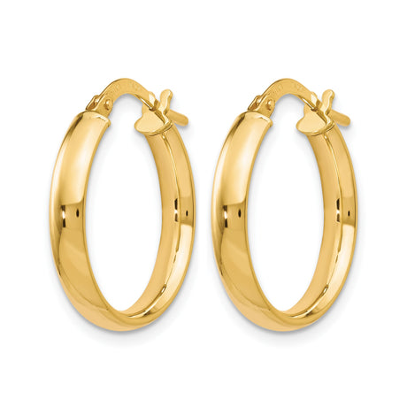 10k Yellow Gold Hoop Earrings, Polished Round Italian Design, Lightweight Classic Style for Women