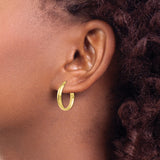 10k Yellow Gold Hoop Earrings, Polished Round Italian Design, Lightweight Classic Style for Women