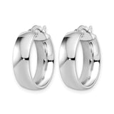 10k White Gold Hoop Earrings, Italian Made Minimalist Round Hoops with Polished Finish