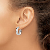 10k White Gold Hoop Earrings, Italian Made Minimalist Round Hoops with Polished Finish