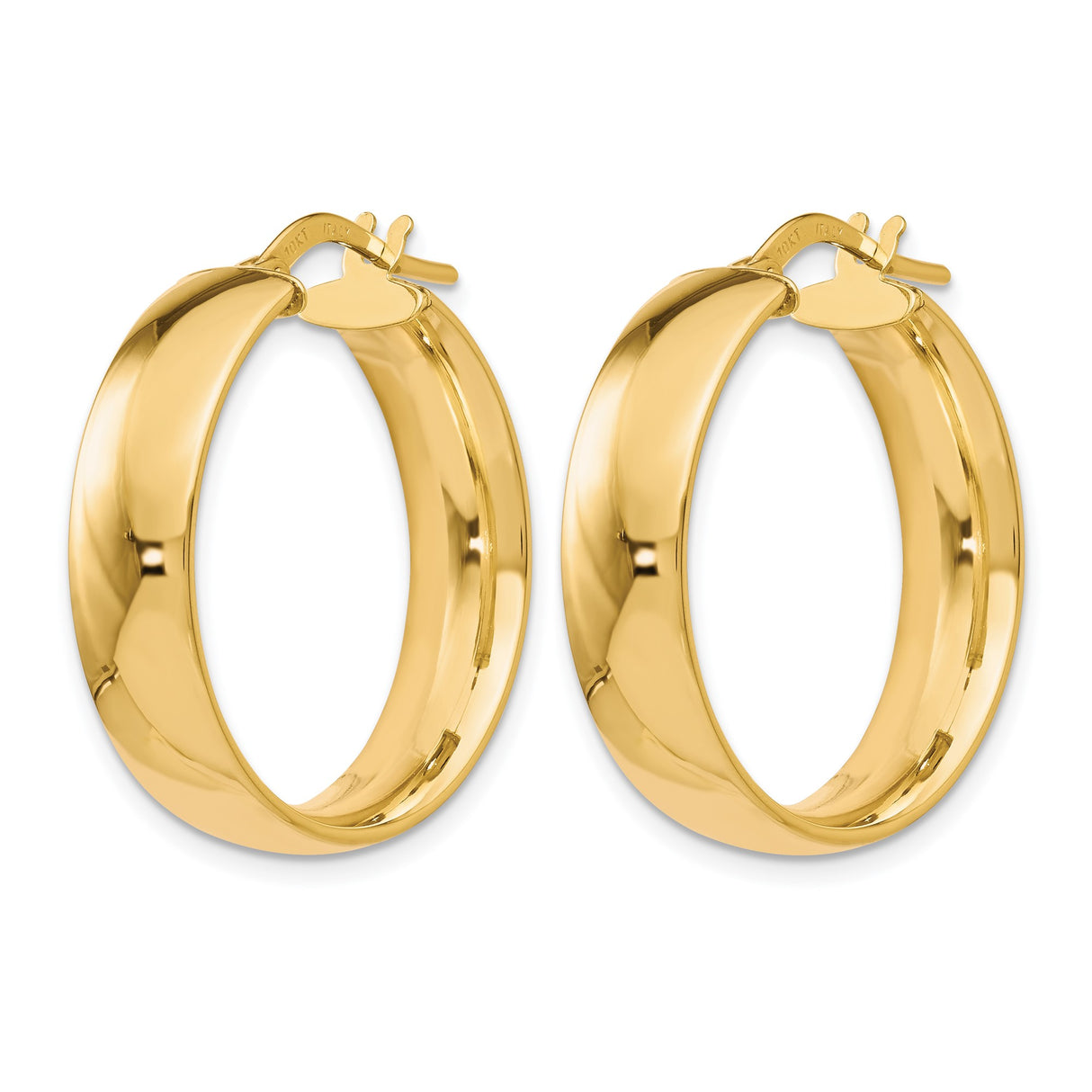 10k Yellow Gold Hoop Earrings, Medium Size with High Polish Finish, Lightweight Italian Style