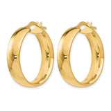 10k Yellow Gold Hoop Earrings, Medium Size with High Polish Finish, Lightweight Italian Style