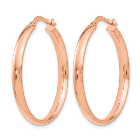 10k Rose Gold Hoop Earrings, Polished Finish, Italian Made with Latchback Closure