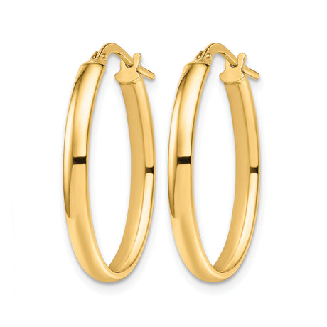10k Yellow Gold Oval Hoop Earrings, Polished Finish, Lightweight Italian Style for Women