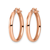 10k Rose Gold Hoop Earrings, Lightweight Round Polished Finish, Hinged Closure, Minimalist Style