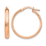 10k Rose Gold Hoop Earrings, Lightweight Round Polished Finish, Hinged Closure, Minimalist Style