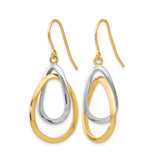 10k Two-Tone Gold Drop Earrings with Interlocking Teardrop Loops for Women