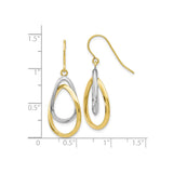 10k Two-Tone Gold Drop Earrings with Interlocking Teardrop Loops for Women