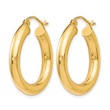10k Yellow Gold Hoop Earrings, Polished Finish, Classic Round Design, Lightweight Snap Closure